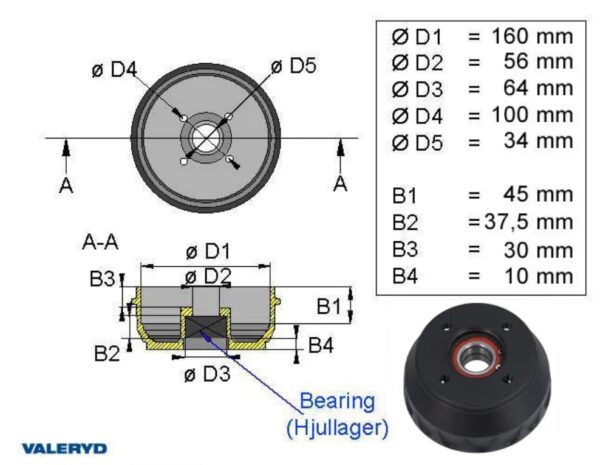 Tamburo 160x35 Knott 2