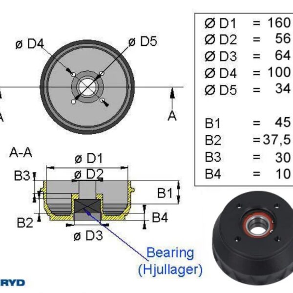Tamburo 160x35 Knott 2